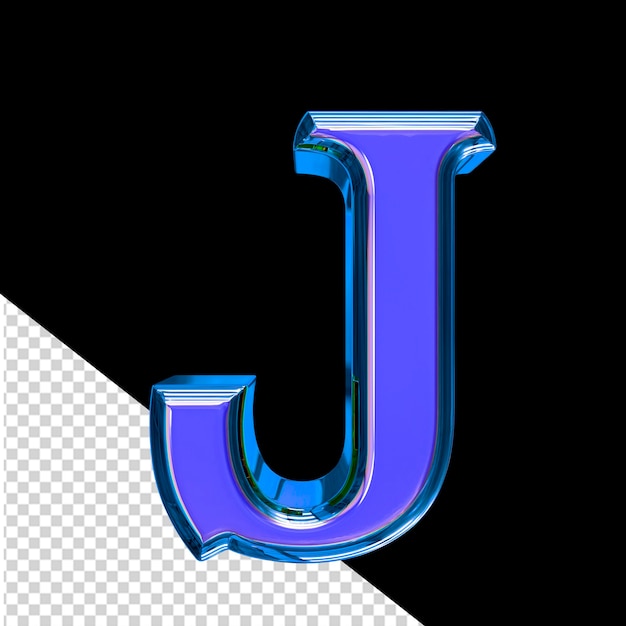 PSD niebieski symbol 3d w niebieskiej ramce litery j