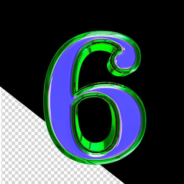 PSD niebieski symbol 3d w zielonej ramce numer 6