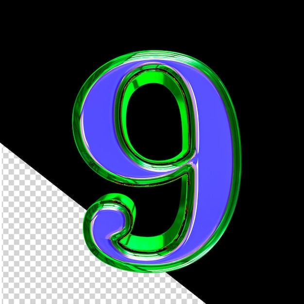 Niebieski Symbol 3d W Zielonej Ramce Numer 9