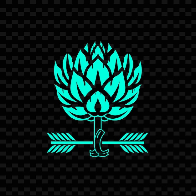 PSD niebieski symbol kwiatu lotosu na czarnym tle