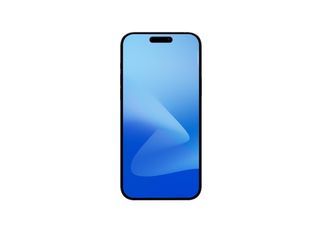 Niebieski telefon z niebieskim ekranem i białym tłem.