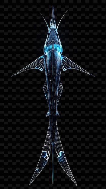 PSD niebieski wieloryb z niebieskim ciałem i czarnym tłem
