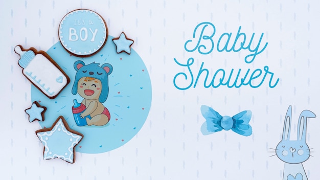 Niebieskie Dekoracje Baby Shower