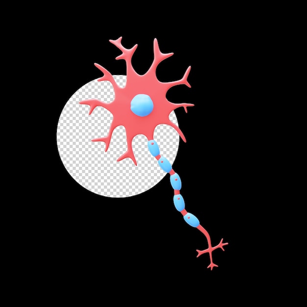 PSD niebieskie i czerwone neurony 3d element na tle czarnego koła ong