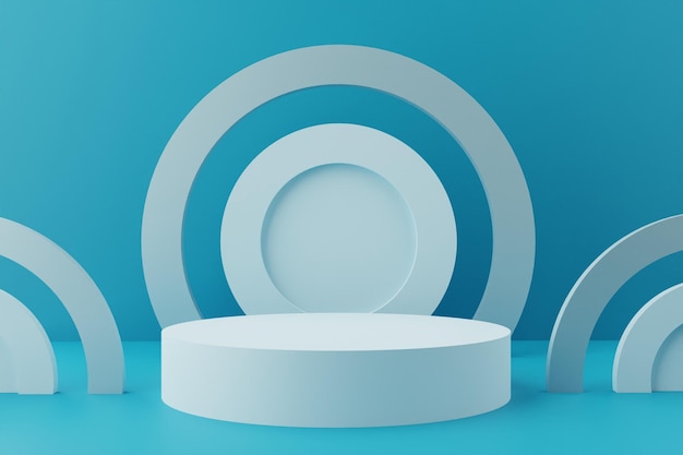 Niebieskie podium wyświetlacza 3D z tłem koła dla sceny prezentacji produktu