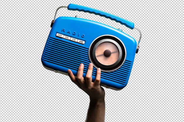 PSD niebieskie radio vintage izolowane