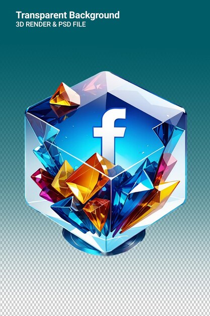 PSD niebiesko-biały kostka z logo facebooka