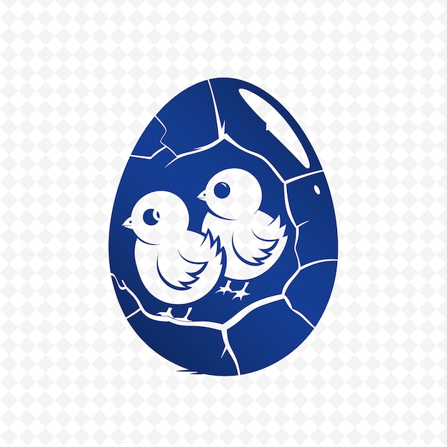 PSD niebiesko-biały obraz dwóch ptaków na niebieskim jajku