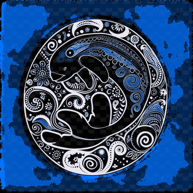 PSD niebiesko-czarne koło z białym kołem na czarno-niebieskim tle
