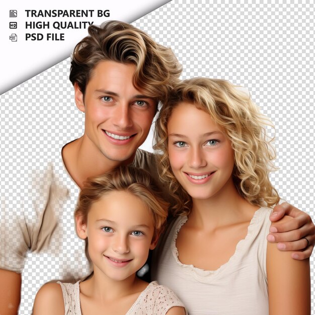 PSD niecierpliwa biała rodzina ultra realistyczny styl białe tło