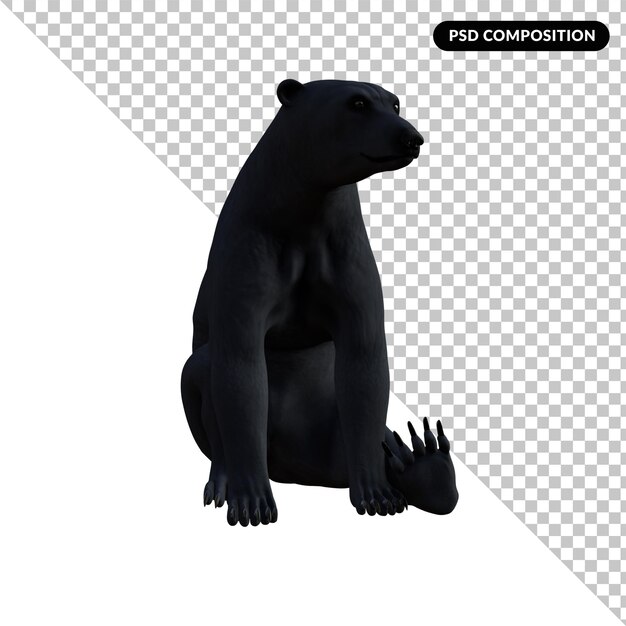 PSD niedźwiedź polarny zwierzę na białym tle renderowania 3d