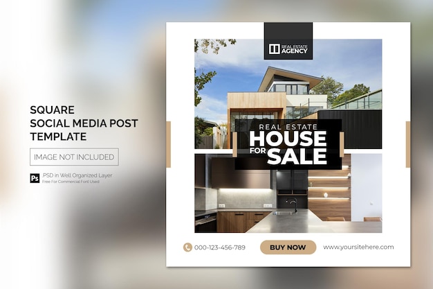 PSD nieruchomość house property instagram post lub square web banner szablon reklamowy