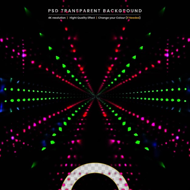 PSD nieskończony trójkątny tunel błyszczących flar na przezroczystym tle