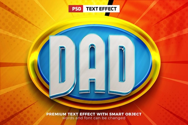 Nieuw elegant kalm Super DAD wit blauw luxe 3d bewerkbaar teksteffect op groene stof achtergrond mock up