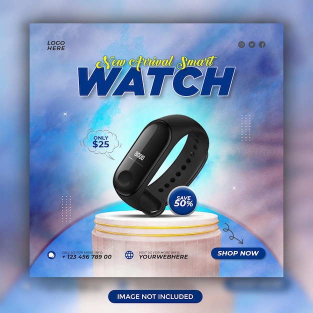 Nieuwe collectie smartwatch social media bannerontwerp en instagram-postsjabloon