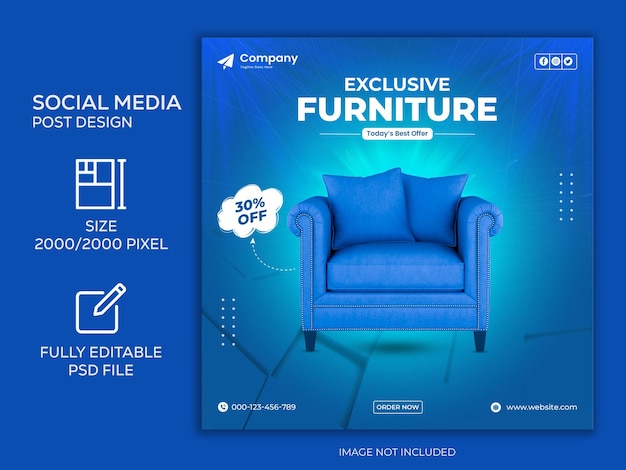 PSD nieuwe exclusieve meubelverkoop promotionele webbanner of sjabloon voor spandoek voor sociale media