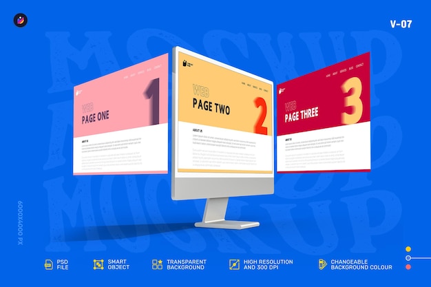 Nieuwe moderne 3d web showcase desktop computerscherm mockup