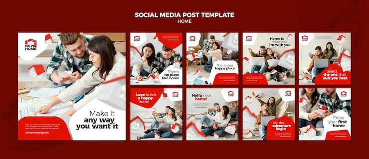 PSD nieuwe post op sociale media voor thuis
