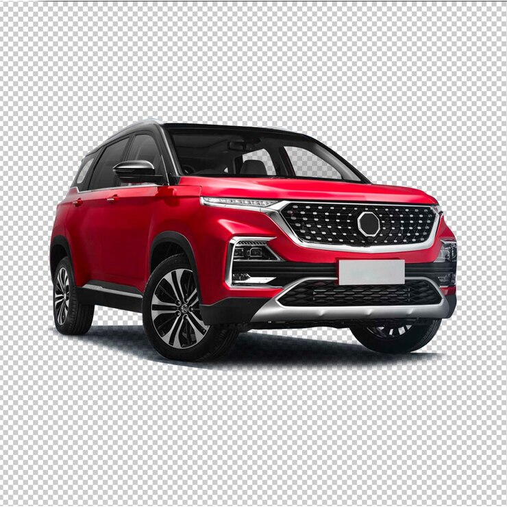 PSD nieuwe rode en zwarte reguliere suv auto zijkant