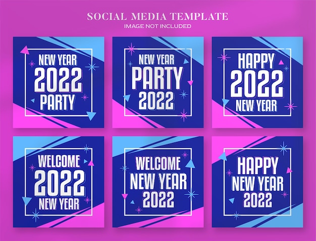 Nieuwjaar 2022 party social media banner en instagram postsjabloon