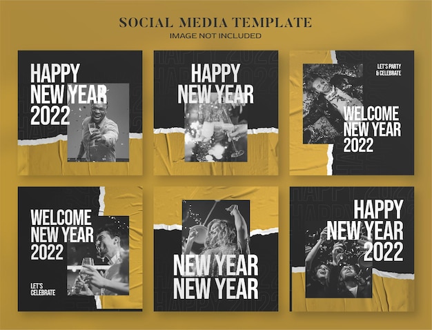 Nieuwjaar 2022 party social media banner en instagram postsjabloon