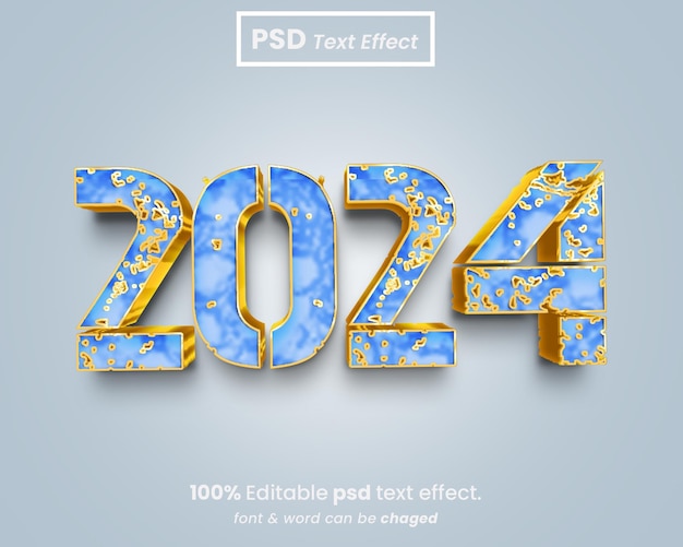 PSD nieuwjaar 2024 3d-teksteffect