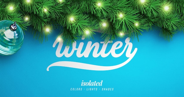 Nieuwjaar en winter achtergrond mockup met kerstboom takken voor promotie poster of banner