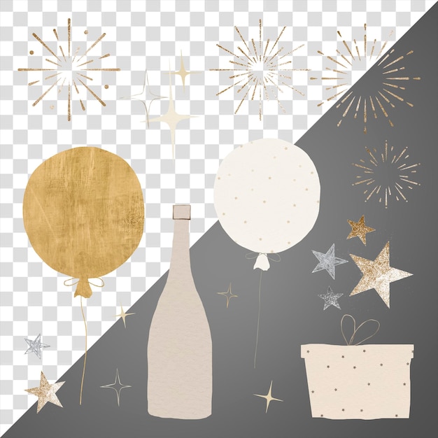 Nieuwjaarsdecoratie sticker png in doorzichtige achtergrond
