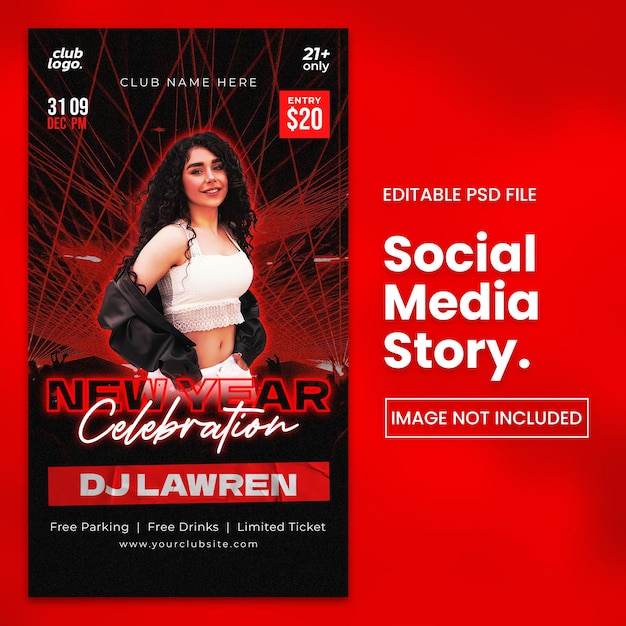 Nieuwjaarsfeest 2024 banner design template voor social media story