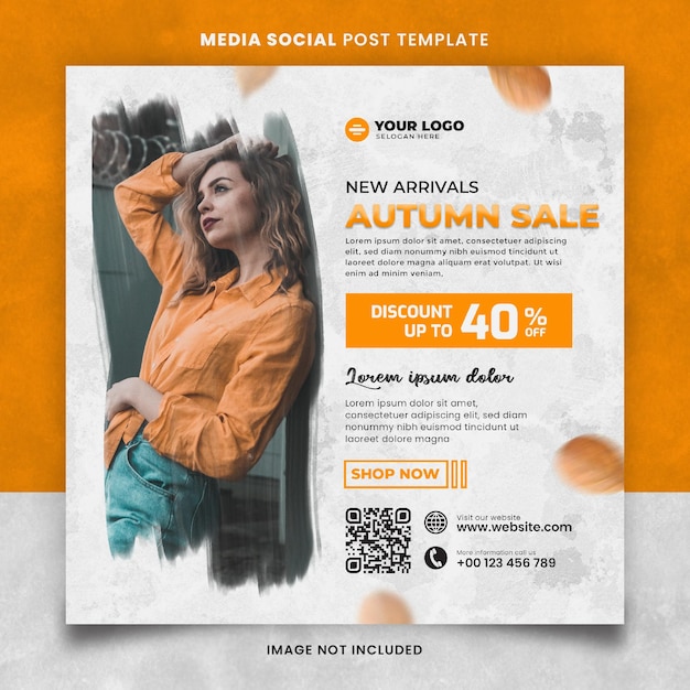 Nieuwkomers herfst mode flash sale media social post template