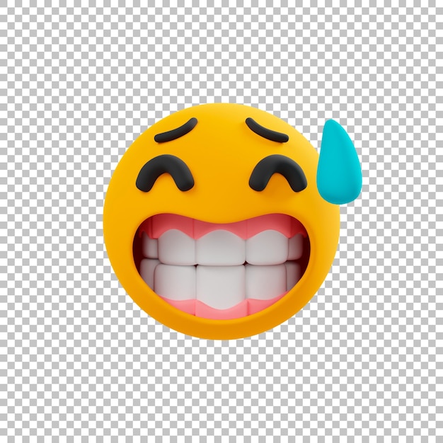 PSD niezręczny śmiech emotikon 3d ikona emoji