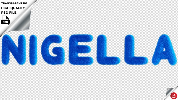 PSD nigella typography blue fluffy text psd transparent