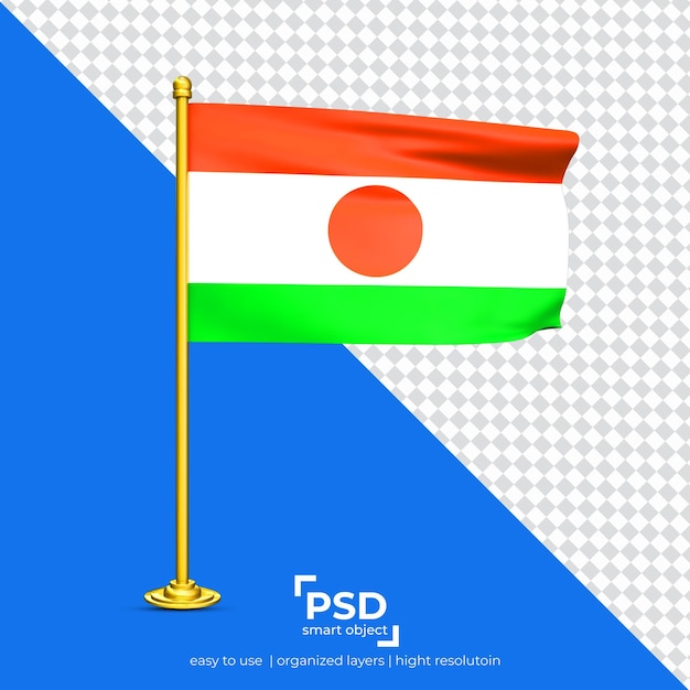 PSD niger waving flag set isolated on transparent background