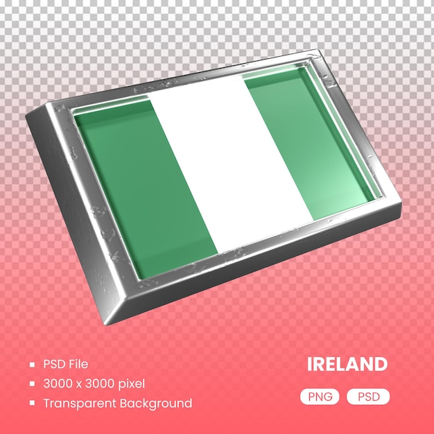 PSD nigeria flag 3d rendering with metal material