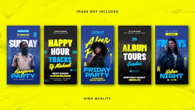 PSD nighr club party instagram stories template