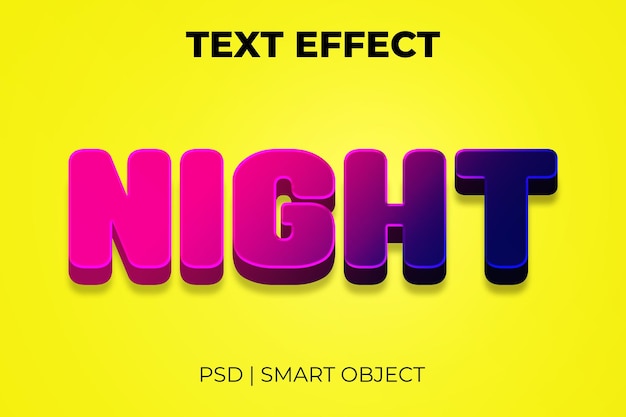 Ночной 3d текстовый эффект макет