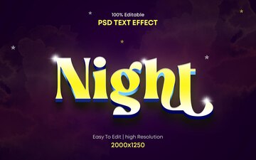 Premium PSD | Night 3d text effect