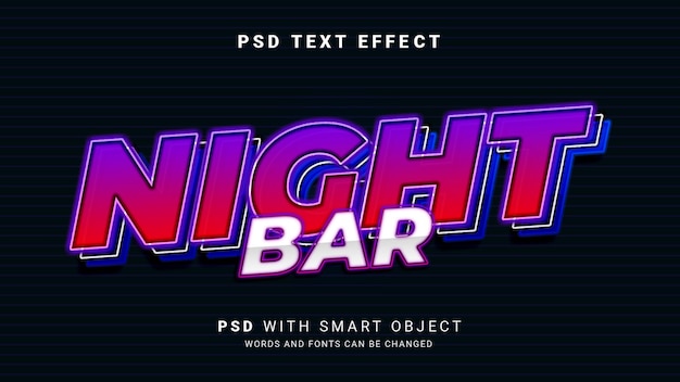 PSD night bar text effect