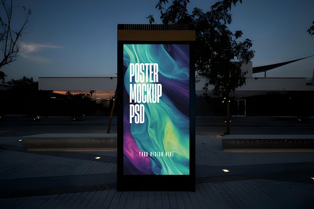 PSD billboard mockup psd di notte.