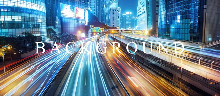 PSD night cityscape with light trails