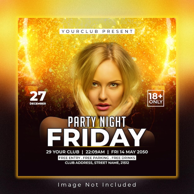 PSD night club dj party flyer social media post ontwerp premium psd