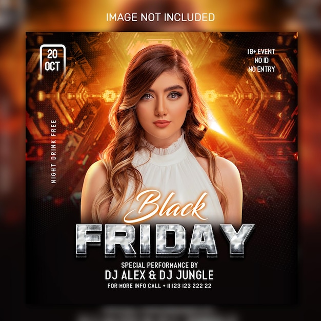 PSD night club or dj party flyer social media post and web banner template