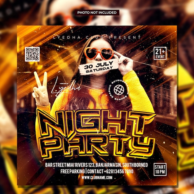 Modello di post sui social media e banner web per night club dj party flyer