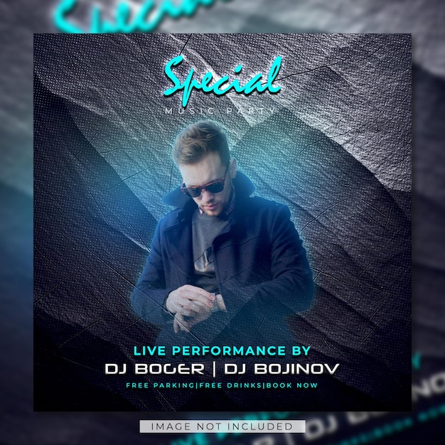 PSD night club dj party flyer social media post