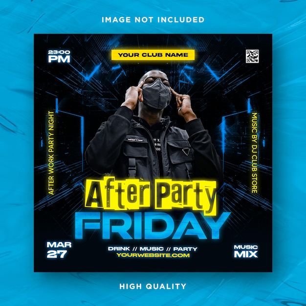 Night club dj party flyer social media post