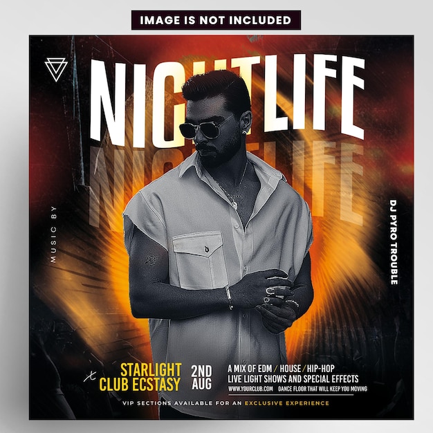 Ди-джей ночного клуба Instagram Post Flyer Design
