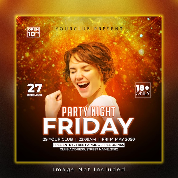 PSD night club dj party ulotka projekt postów w mediach społecznościowych premium psd