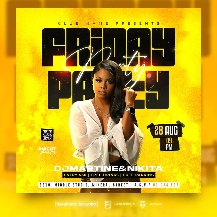 Night Club Flyer Night Party Flyer Square Flyer szablon