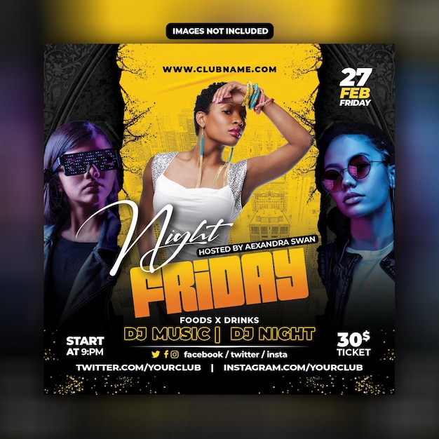 Night Club Flyer social media post template