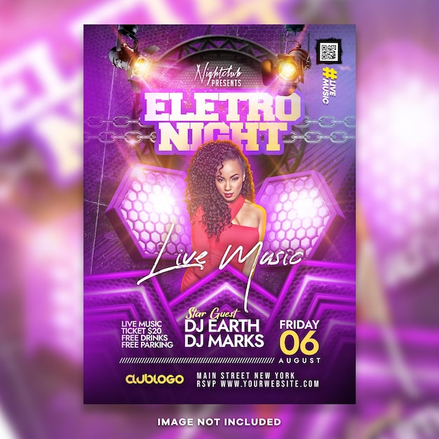 PSD night club live music event party a4 size flyer psd